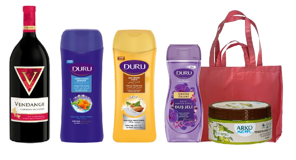 Combo Vino Vendange,Acondicionador, Shampoo, Gel de Baño, Crema ARKO NEM